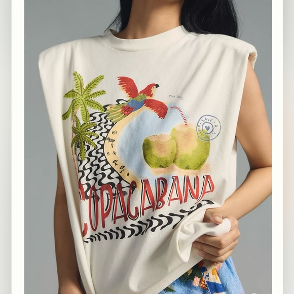 XL FARM Rio x Anthropologie organic cotton muscle shirt with vibrant graphic XL - Picture 4 of 11